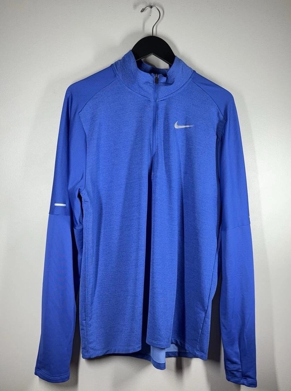 Nike Dri-FIT 1/4 Zip Shirt Mens Large Blue Long Sleeve Running Top Training